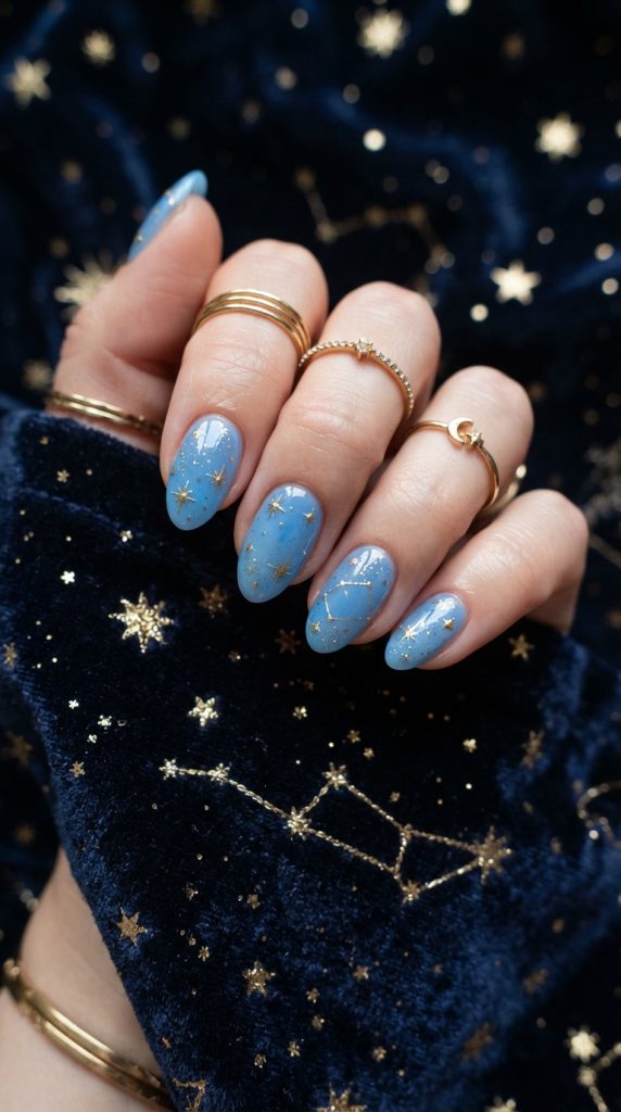 blue nail design