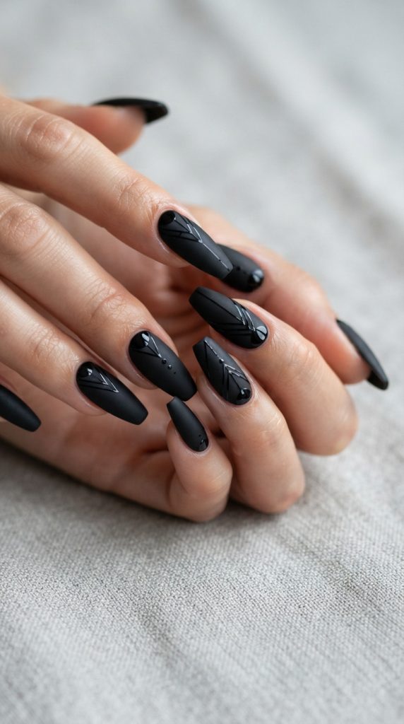 black acrylic nail