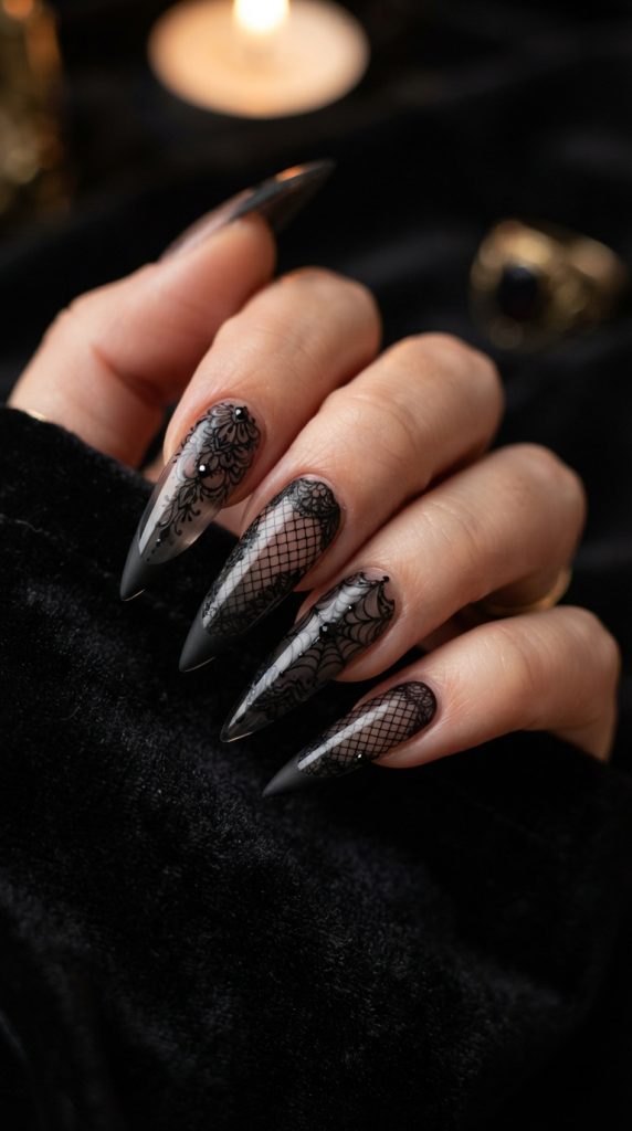 black acrylic nail