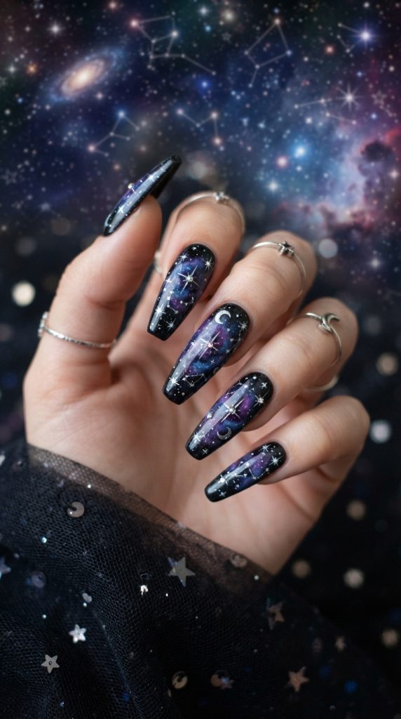black acrylic nail