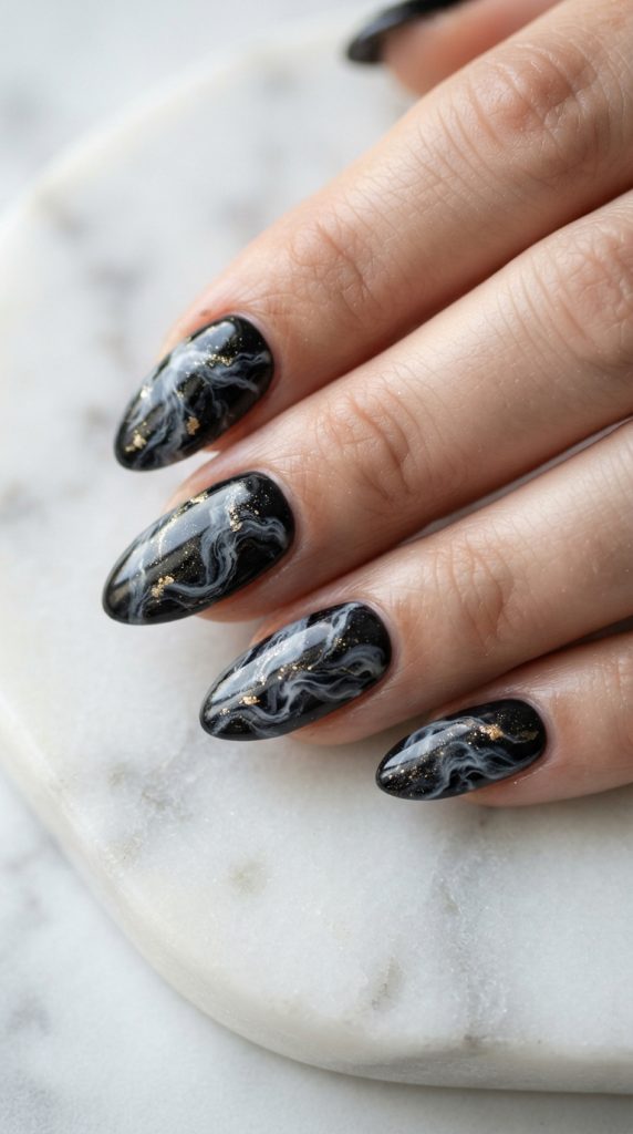 black acrylic nail