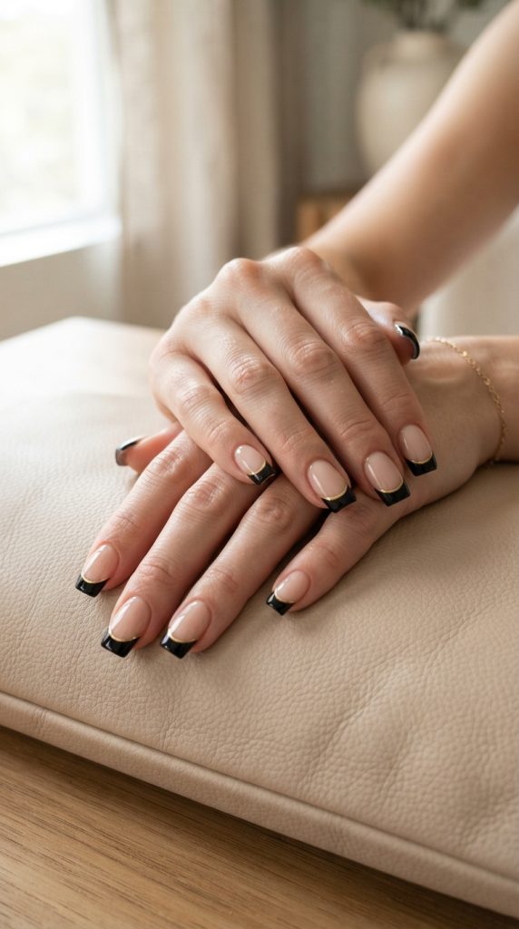 black acrylic nail