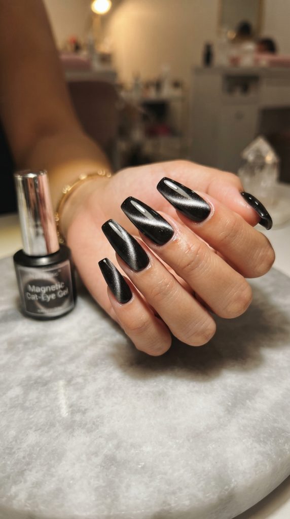 black acrylic nail