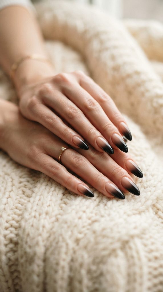 black acrylic nail