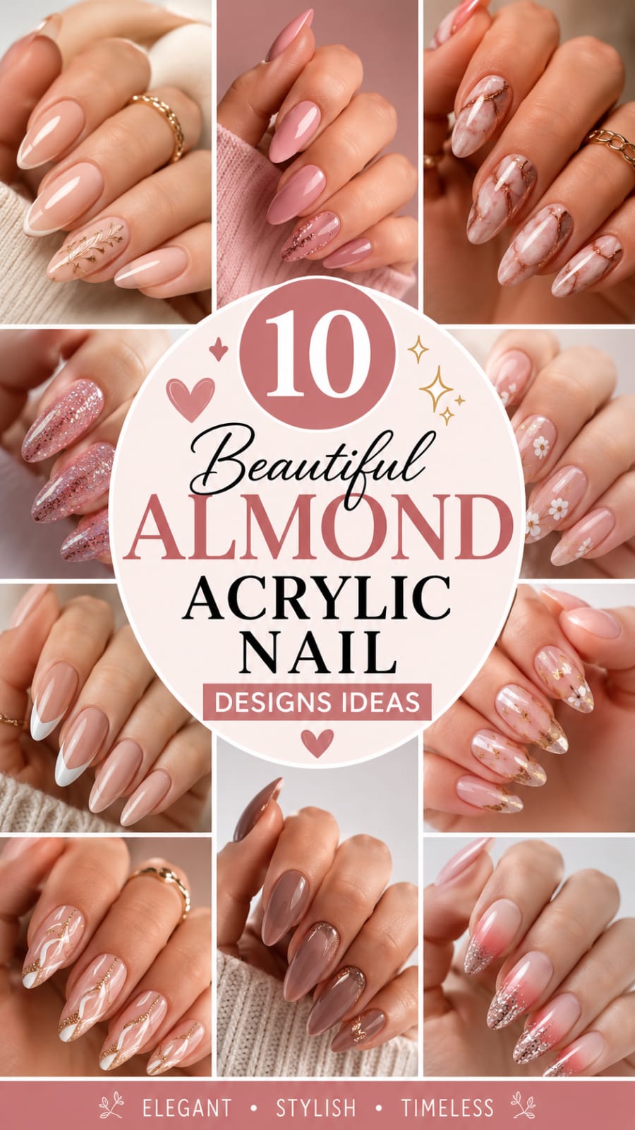 10 Beautiful Almond Acrylic Nail Designs Ideas