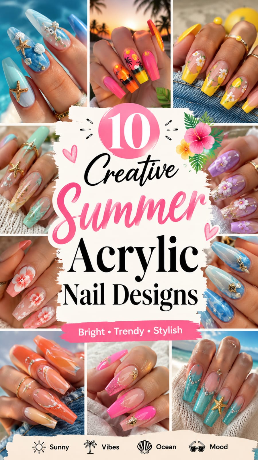 10 Creative Summer Acrylic Nail Designs
