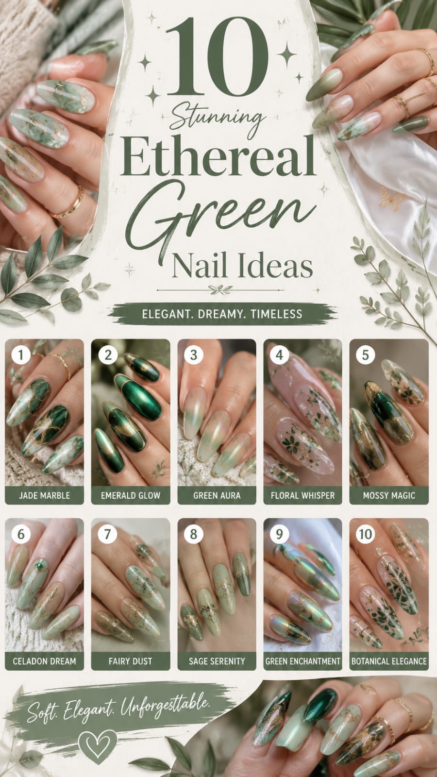 10 Stunning Ethereal Green Nail Ideas