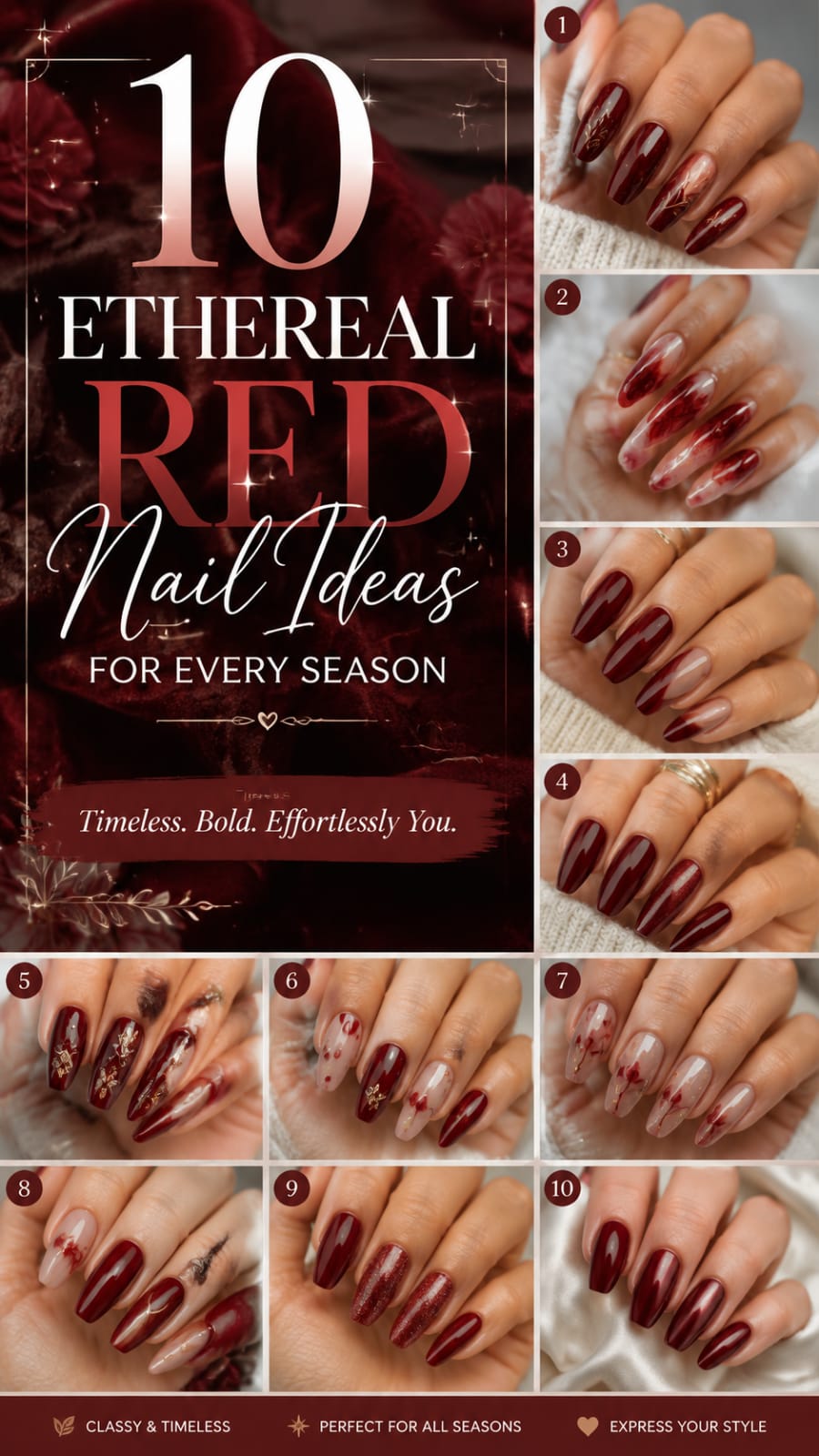 10 Ethereal Red Nail Ideas for Every Season