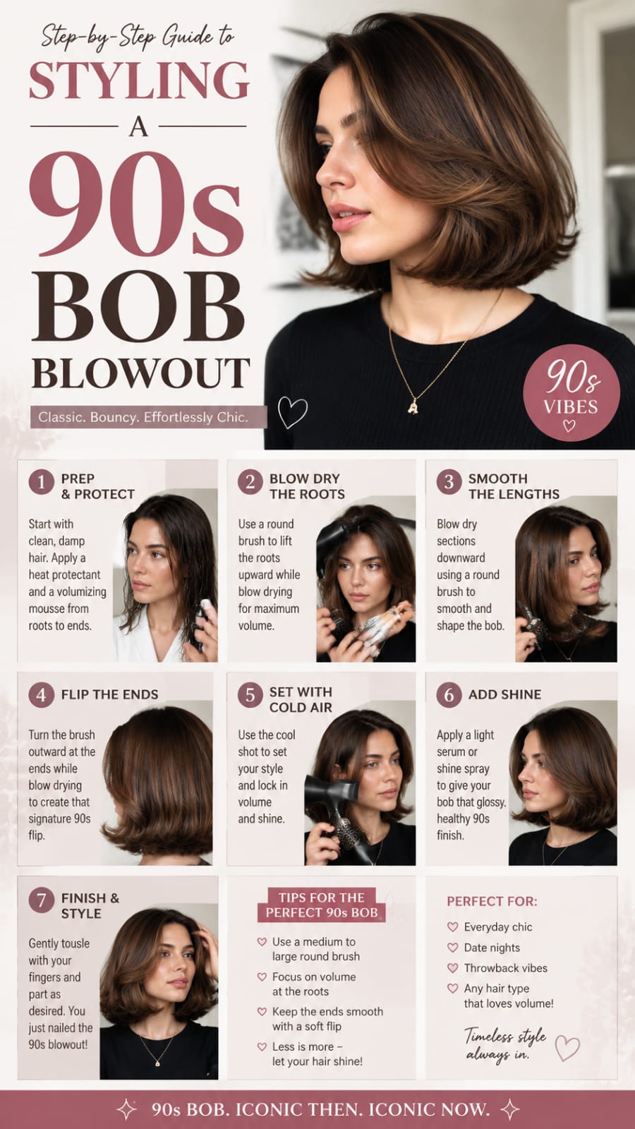 Step-by-Step Guide to Styling a 90s Bob Blowout