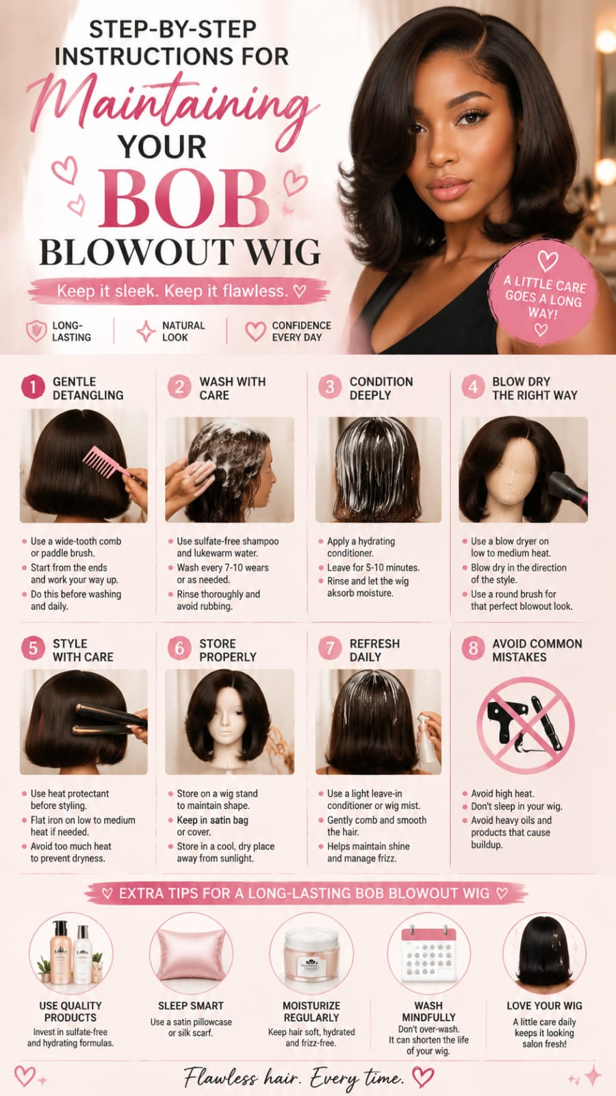 Step-by-Step Instructions for Maintaining Your Bob Blowout Wig