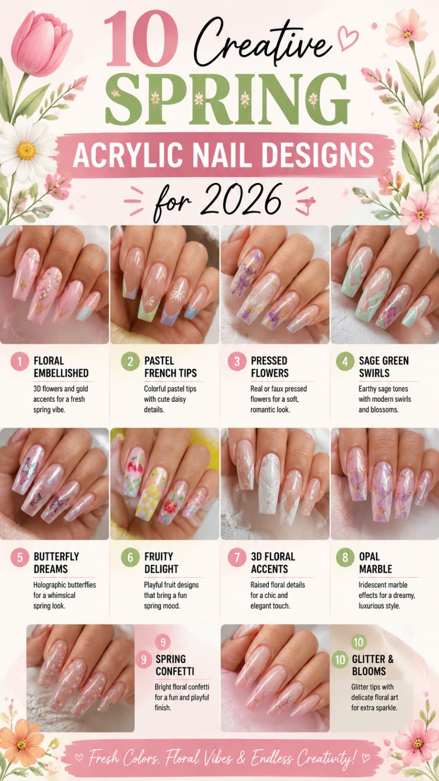 10 Creative Spring Acrylic Nail Designs for 2026