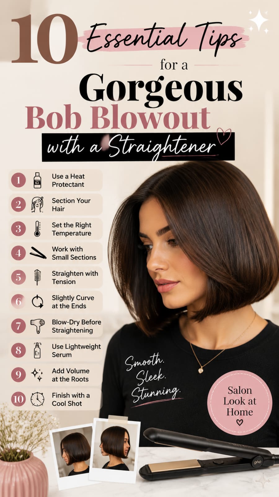 10 Essential Tips for a Gorgeous Bob Blowout with a Straightener