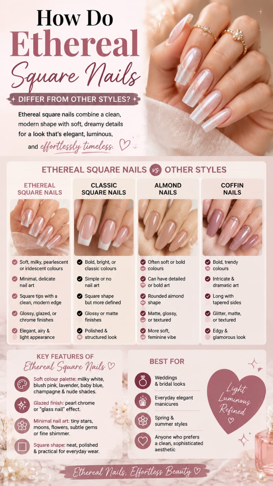 How Do Ethereal Square Nails Differ from Other Styles?