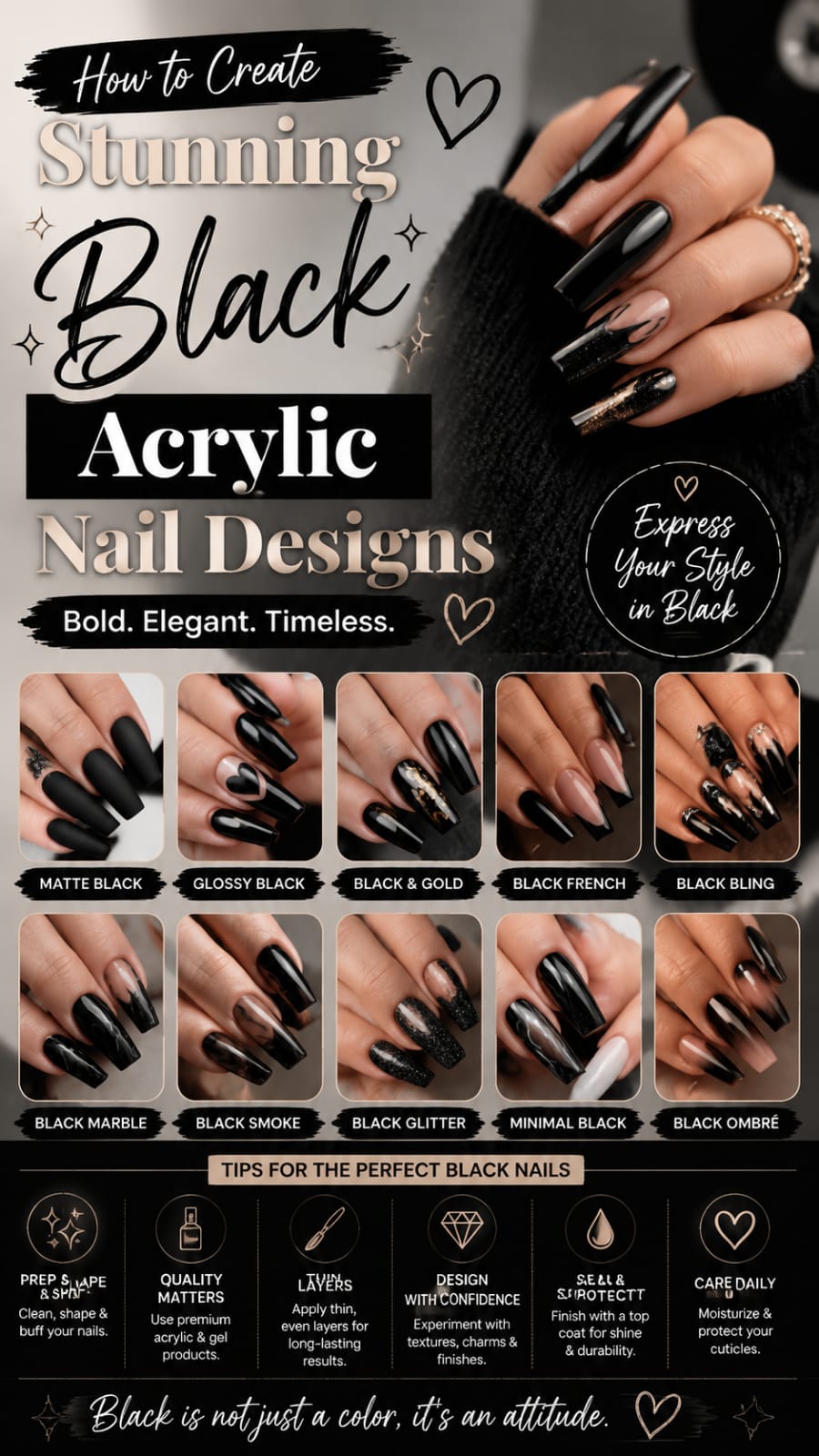 How to Create Stunning Black Acrylic Nail Designs