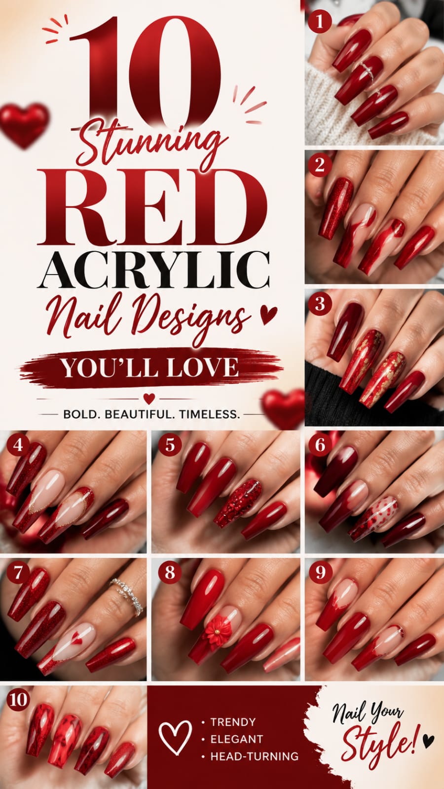 10 Stunning Red Acrylic Nail Designs You’ll Love