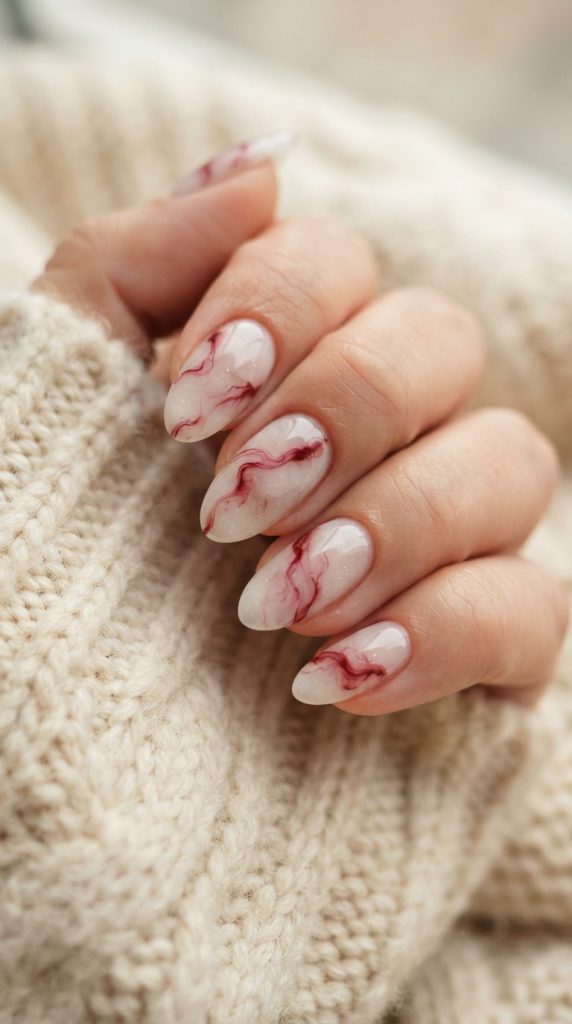 red and white nail