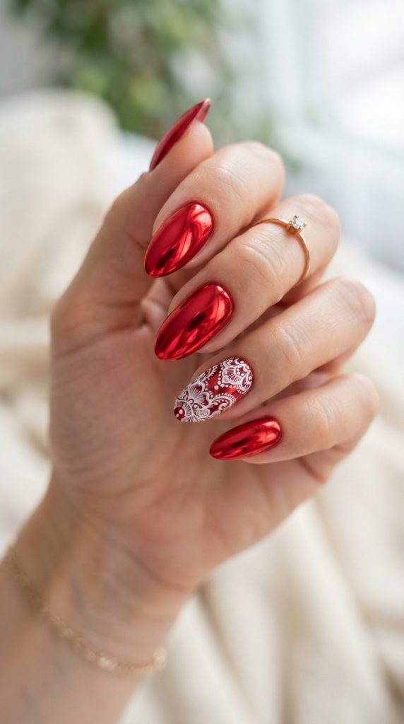 red and white nail