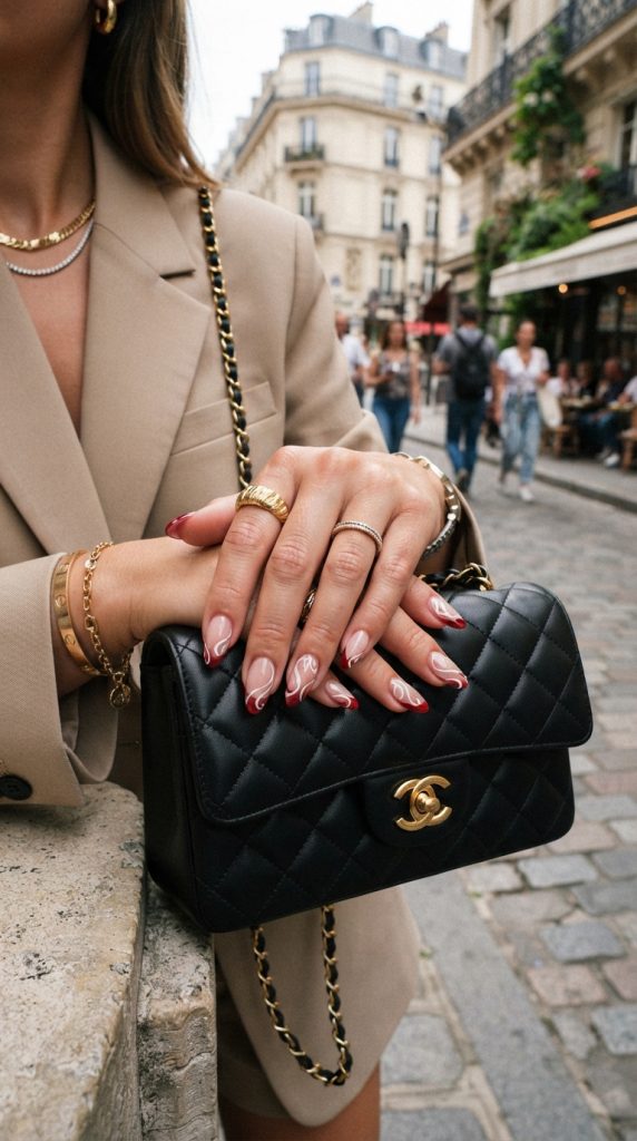 red and white nail