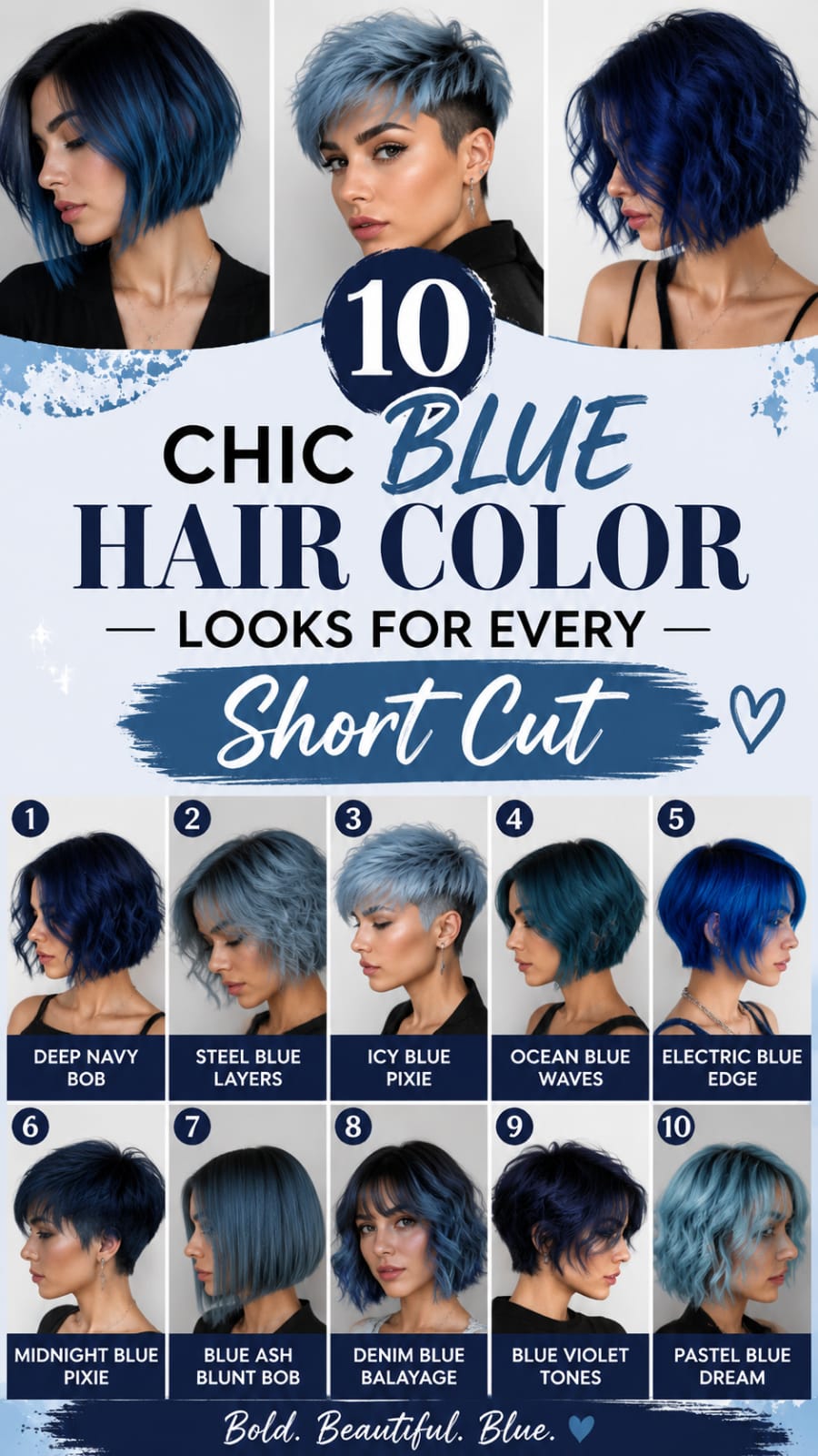 10 Chic Blue Hair Color Looks for Every Short Cut