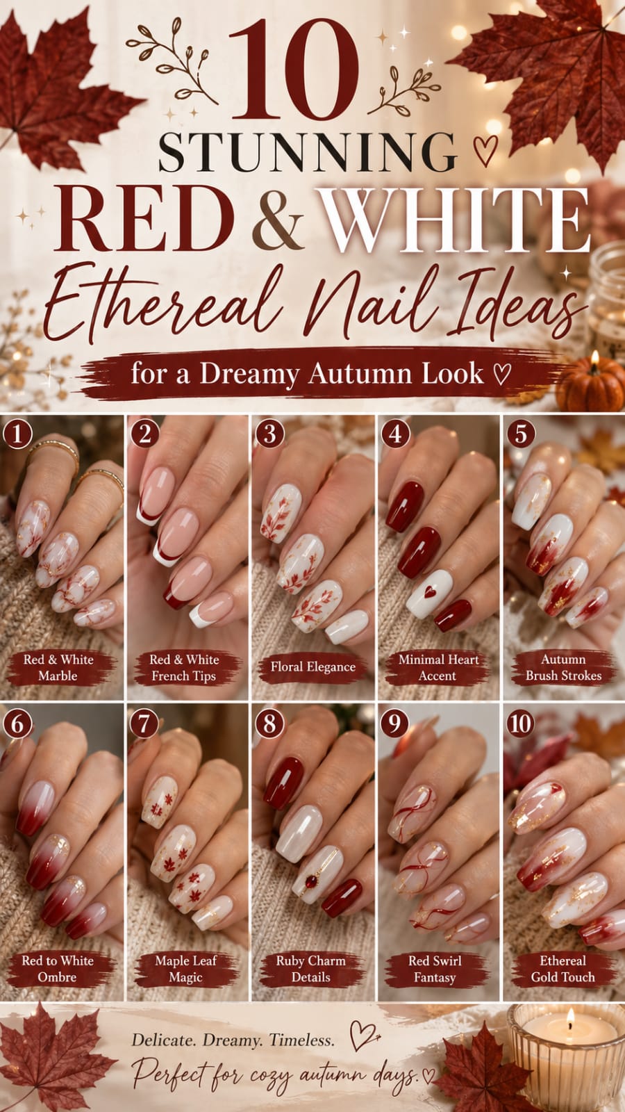 10 Stunning Red & White Nail Ideas for a Dreamy Autumn Look